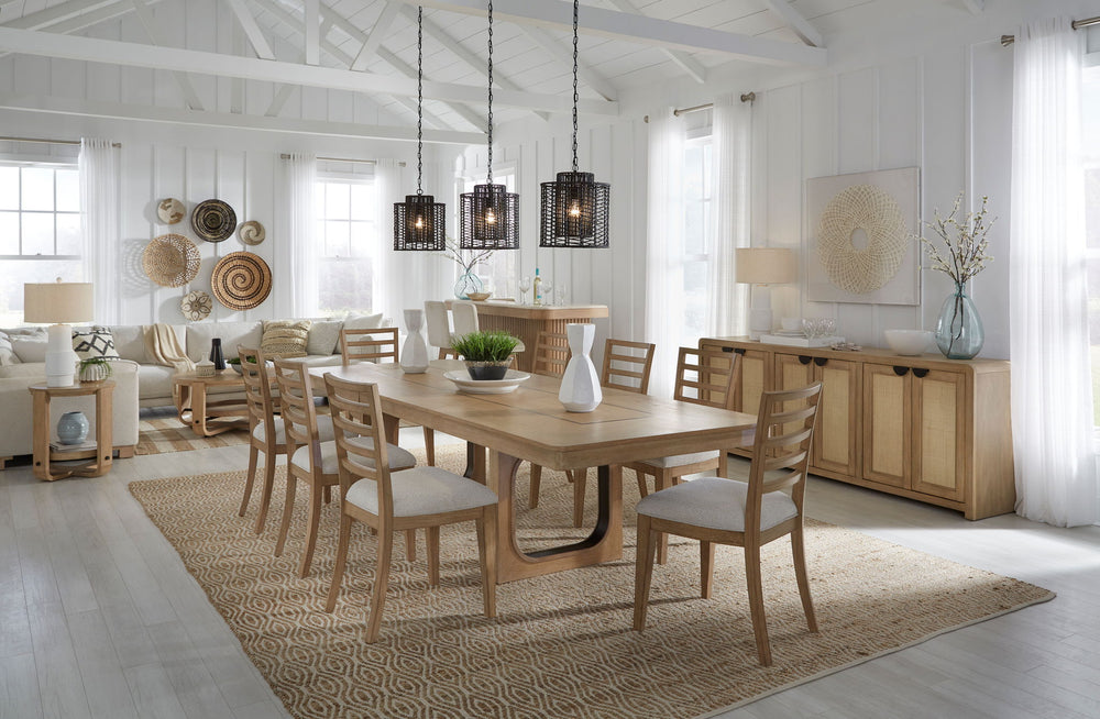 Escape - Dining Bar With Stone Top - Glazed Natural Oak / Vanilla Bean