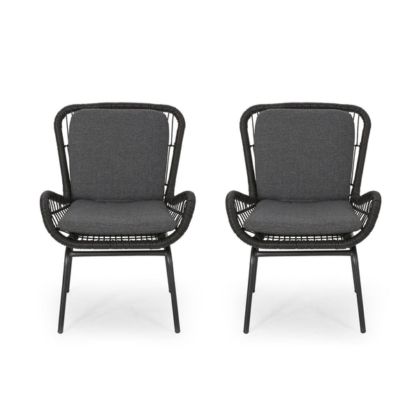 Outdoor Wicker Club Chair With Cushions (Set of 2)