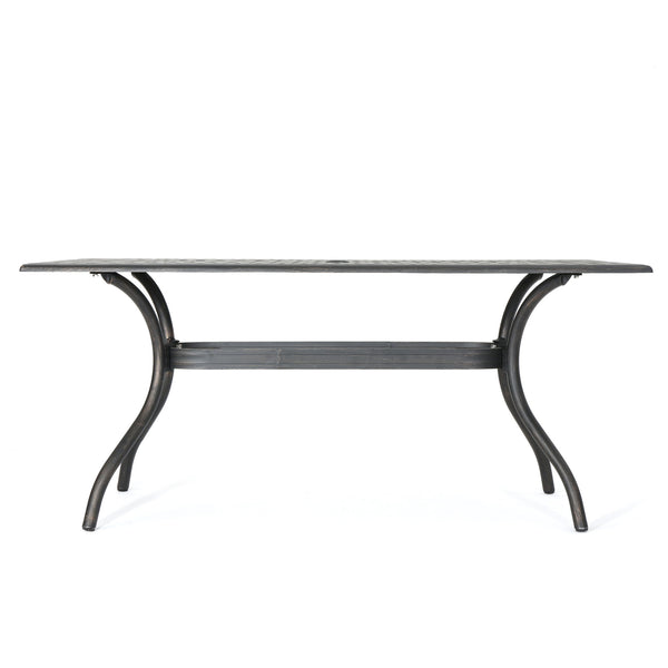 Enchantia - Outdoor Rectangular Dining Table With Weave Tabletop And Flared Legs - Copper