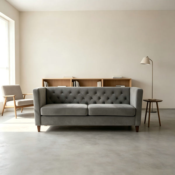 Button Tufted 3 Seater Sofa For Living Room