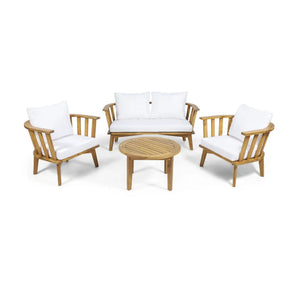 Patio Furniture Set, Outdoor Acacia Wood Patio Club Chair With Table