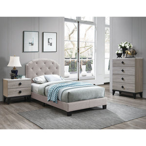 Button Tufted Bed With Nailhead Trim