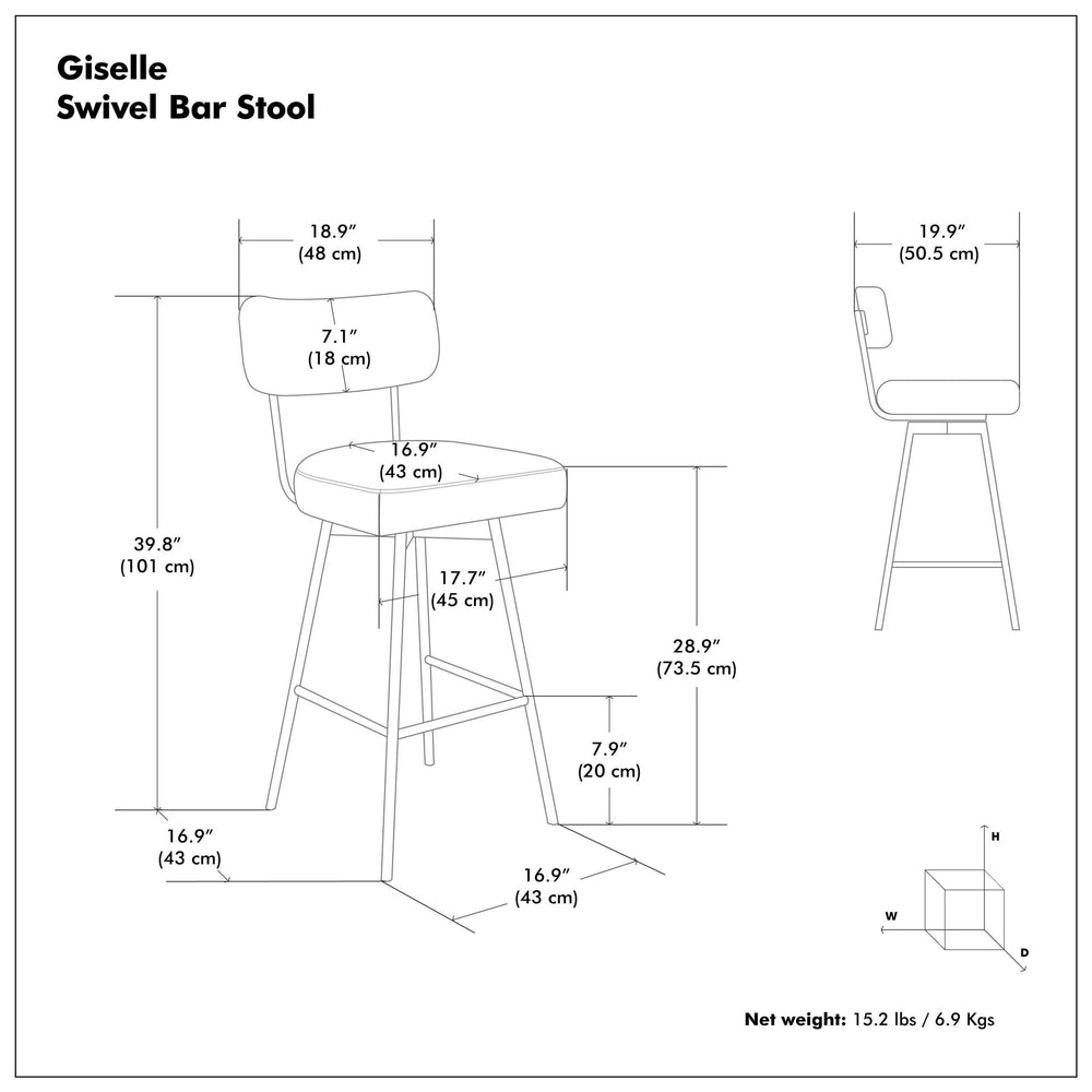 Giselle - Swivel Bar Stool (Set of 2) - Gray