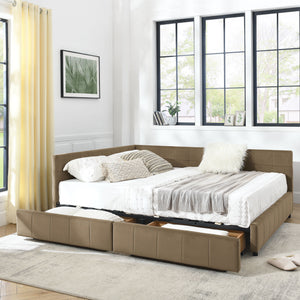 Storage Upholstered Tufted Bed Frame With Backrest And Armrests