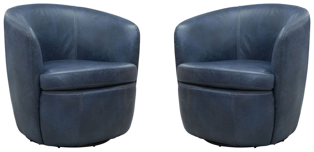 Barolo - 100% Italian Leather Swivel Club Chair (Set of 2)