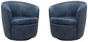 Barolo - 100% Italian Leather Swivel Club Chair (Set of 2)