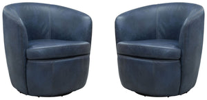 Barolo - 100% Italian Leather Swivel Club Chair (Set of 2)