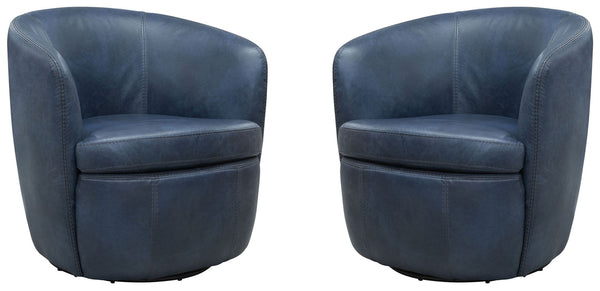 Barolo - 100% Italian Leather Swivel Club Chair (Set of 2)