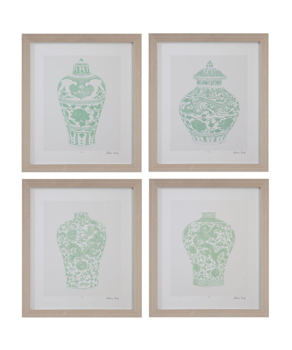 Mint Vases IV Framed Print - Green / Beige