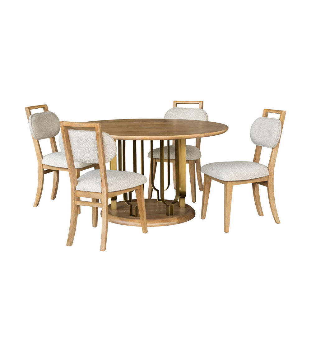 Ryder - Dining Chair - Chestnut Elm / Ant Brass / Tauple Boucle