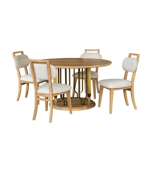Ryder - Dining Chair - Chestnut Elm / Ant Brass / Tauple Boucle