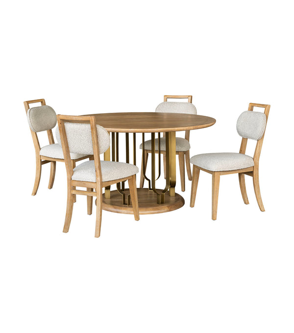 Ryder - Dining Chair - Chestnut Elm / Ant Brass / Tauple Boucle