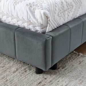 Elegant Storage Upholstered Tufted Bed Frame With Backrest And Armrests