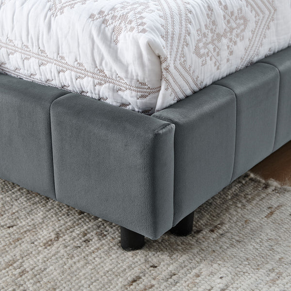 Elegant Storage Upholstered Tufted Bed Frame With Backrest And Armrests