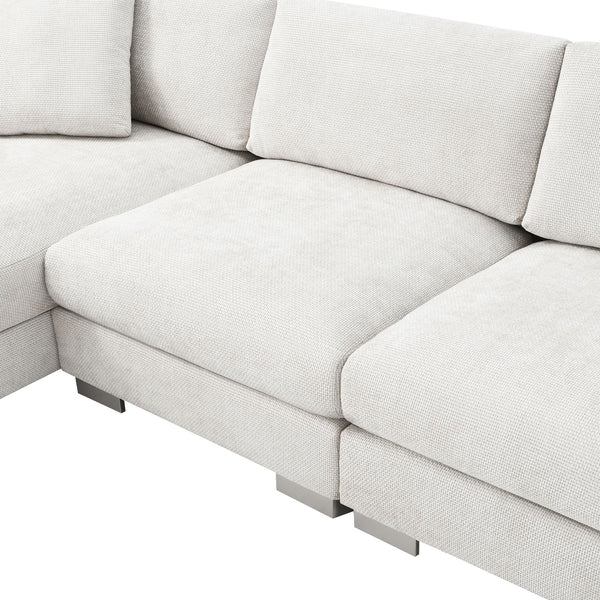 Modern Cloud Sectional Sofa L Shaped Luxury Couch Set With 2 Free Pillows 4 Seat With Oversized Chaise