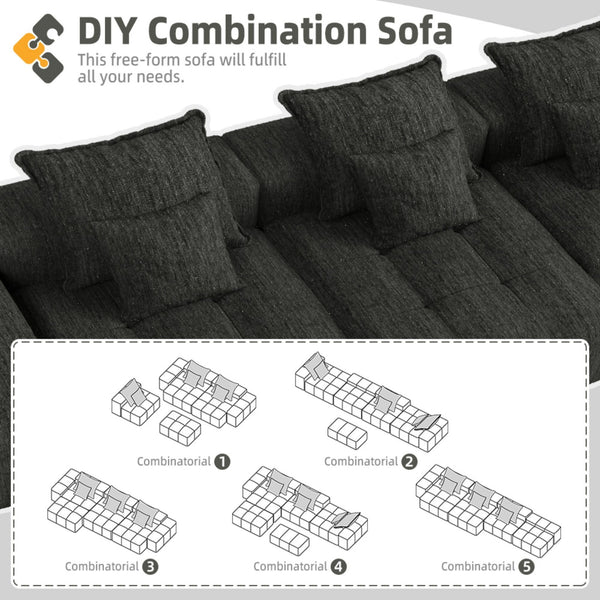 Modern Oversized Diy Combination, Modular Sectional Sofa With Pillows