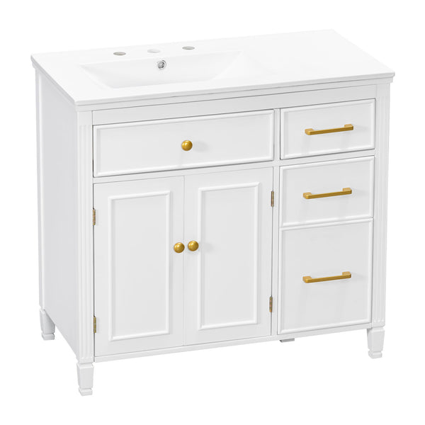 Bathroom Vanity With Sink Top, 3 Soft Closing Drawers