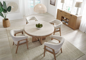 Escape - Dining Buffet Server With Stone Top - Glazed Natural Oak / Natural Cane / Vanilla Bean Stone
