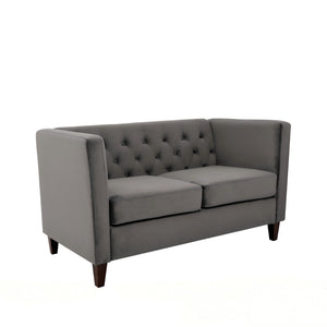 Button Tufted Loveseat, 2 Seater With Square Arm Couch For Living Room