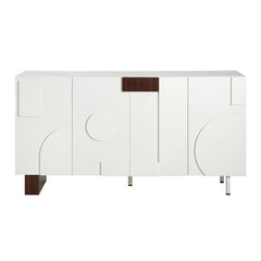 Sideboard Buffet Cabinet Wide Storage Unit With 4 Doors & Adjustable Shelves - White