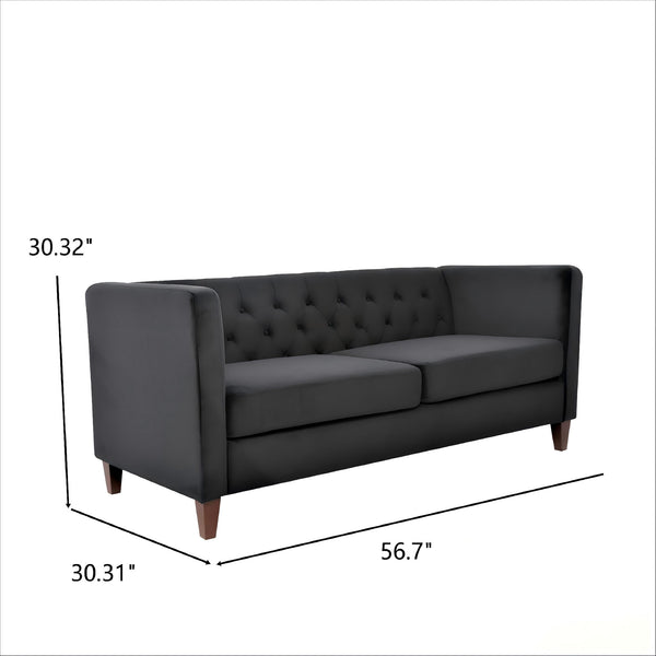 Button Tufted Loveseat, 2 Seater With Square Arm Couch For Living Room