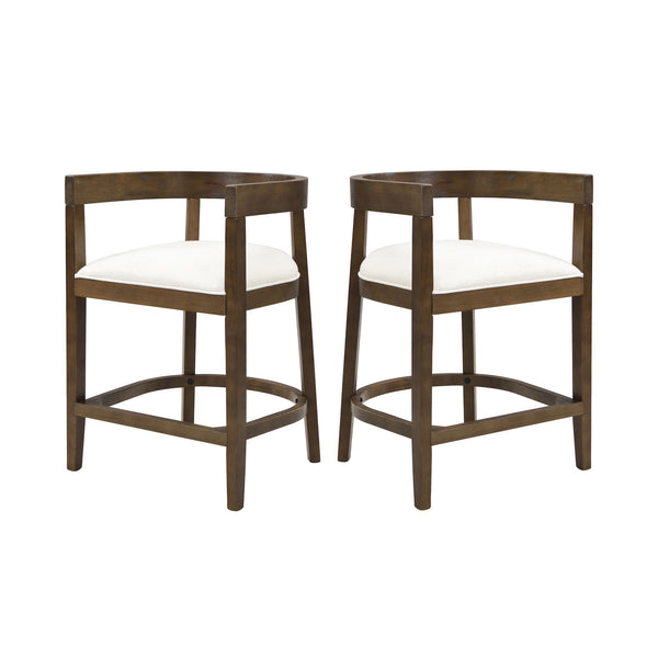 Modern Rubberwood Counter Stool Set With Upholstered Seats