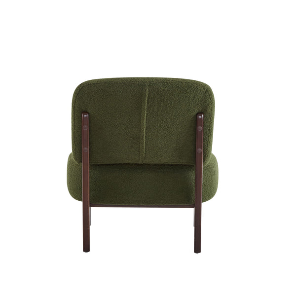 Modern Boucle Lounge Chair With Solid Wood Fram