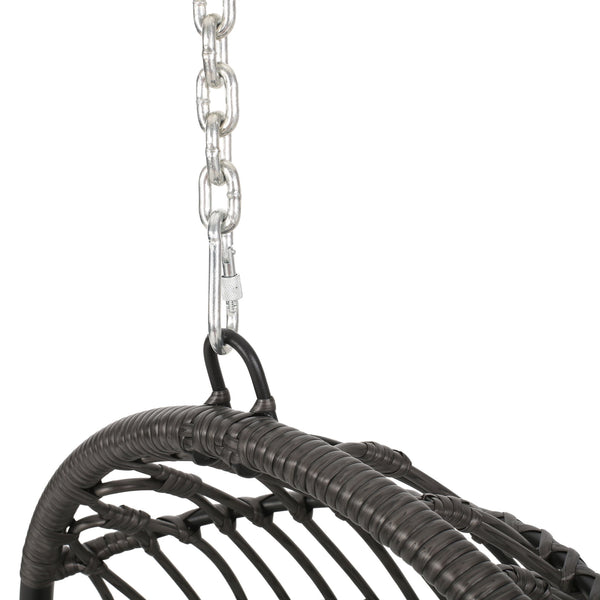 Rustic Hanging Basket Chair With Cushion