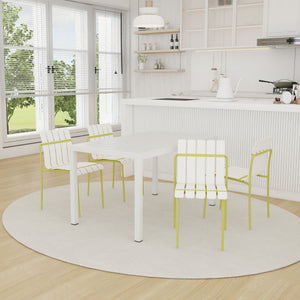 4 Piece Set Of Modern Color Block Designed Single Chairs