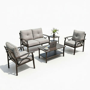 Patio Furniture Set With Coffee Table And Cushions For Backyard