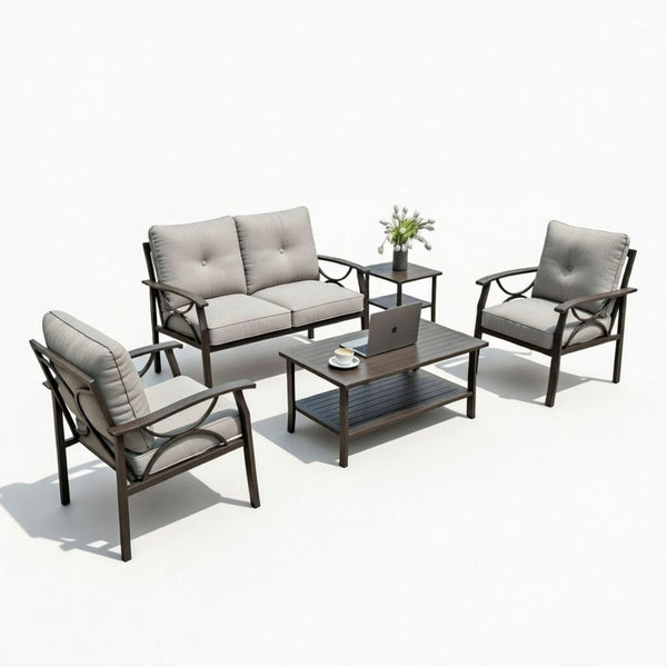 Patio Furniture Set With Coffee Table And Cushions For Backyard