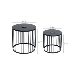 Solar Powered Nesting Side Table Set - Black