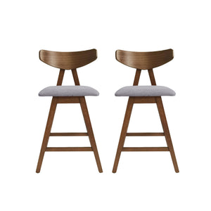 Mid Century Modern Counter Stool With V Shape Frame And Upholstered Seating