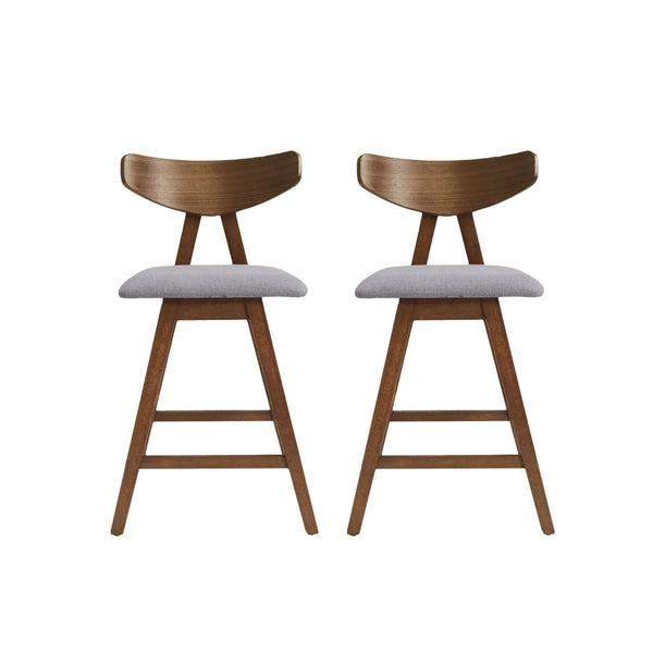 Mid Century Modern Counter Stool With V Shape Frame And Upholstered Seating