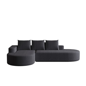 Modern Curved Sofa, L-Shaped Modular Sectional Set With 3 Pillows