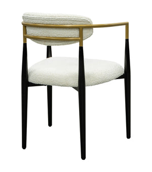 Jenson - White Dining Chair - Semi-Gloss Black /Brushed Gold / Ivory Boucle