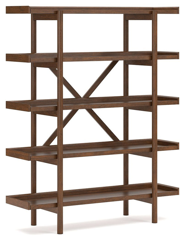 Lyncott - 3 Pc. - Home Office Desk, Chair, Bookcase - Brown