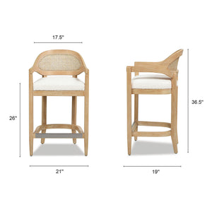 Americana - Mid-Century Modern Cane Back Counter Stool