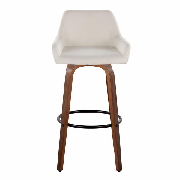 Daniella - Contemporary Fixed Height, Barstool & Swivel And Round Footrest (Set of 2)