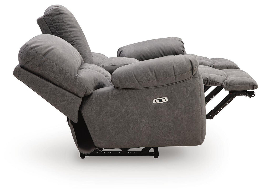 Bakerstein - Power Recline Loveseat/Console/Adjustable Headrest - Galaxy