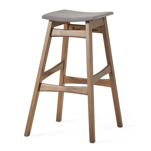 Mid Century Modern Bar Stool Set With Upholstered Seating