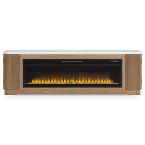 Camdill - 80" TV Stand With Electric Fireplace - Light Brown