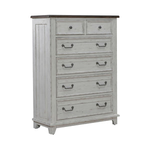 River Place - 6 Drawer Chest - Riverstone White & Tobacco