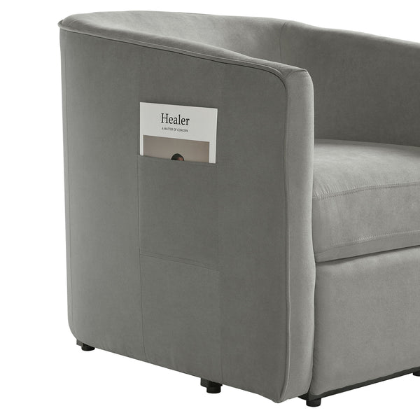 Power Lift Recliner Barrel Shape Reclining Chair With Footrest And Side Pocket