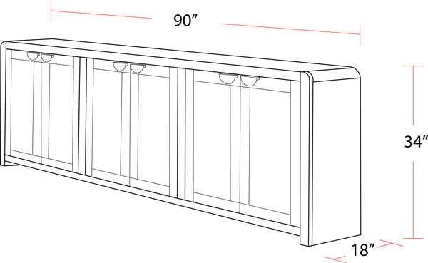 Escape - Console With Reversible Panel Doors - Glazed Natural Oak / Natural Cane