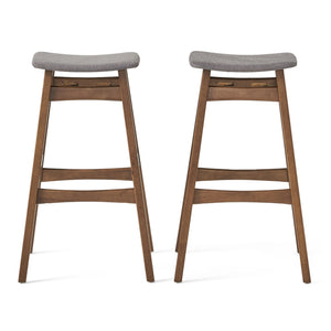 Mid Century Modern Bar Stool Set With Upholstered Seating