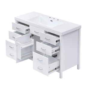 47.25" Modern Bathroom Vanity With Sink, Soft Close Single Door & 6 Drawers - White