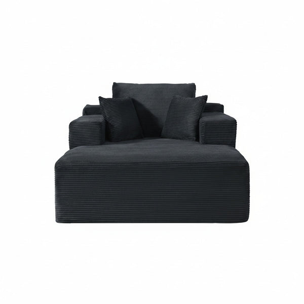 Convertible Chaise Lounge Chair With Wide Armrest & Throw Pillows