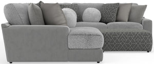 Canyon - 4 Piece Sectional With Cuddler Seat Cushions, Included Accent Pillows And Cocktail Ottoman (Left Side Facing Chaise) - Platinum