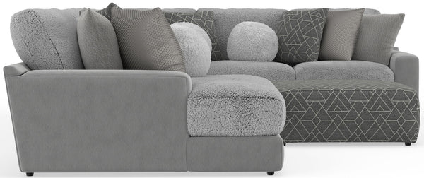 Canyon - 4 Piece Sectional With Cuddler Seat Cushions, Included Accent Pillows And Cocktail Ottoman (Left Side Facing Chaise) - Platinum